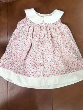 Strasburg Baby Girls Floral Button-Front Dress with White Collar 24 Month